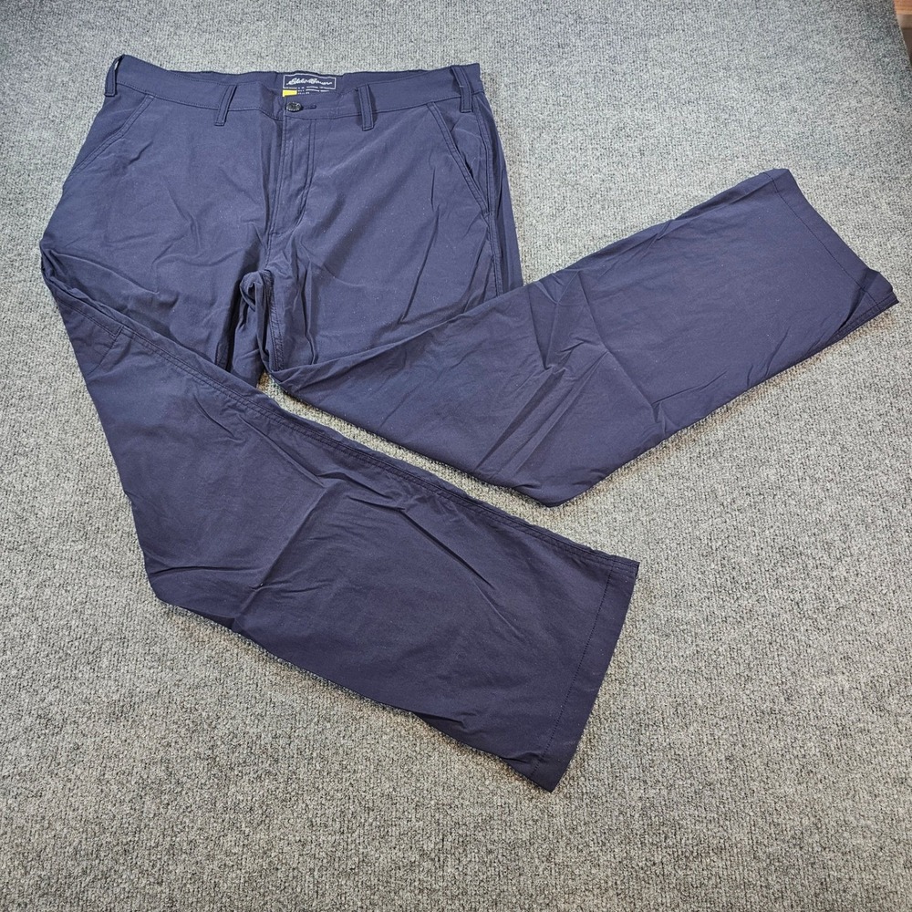 Eddie Bauer Travex Mens 36x32 Navy Blue Nylon Stretch Hiking Travel Pants